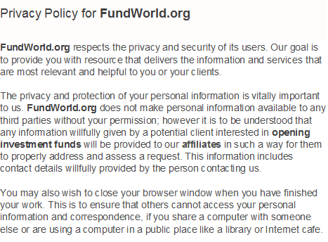 Privacy Policy FundWorld.org